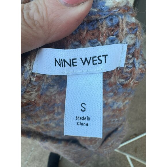 Nine West Purple Knitted Wrap Cardigan Sweater Brass Ring  S Multicolor Yarn - Picture 7 of 13